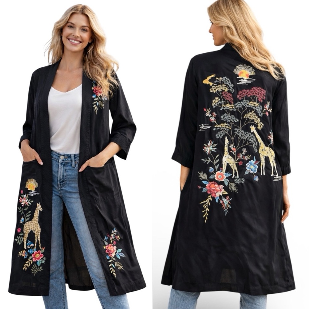 Johnny Was extremely heavily embroidered “Giraffe Savannah” duster RARE NWT - Picture 1 of 11